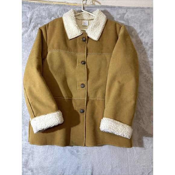 Women’s Avon Penny Lane Coat Tan Sherpa Lined Size Large - Picture 3 of 11